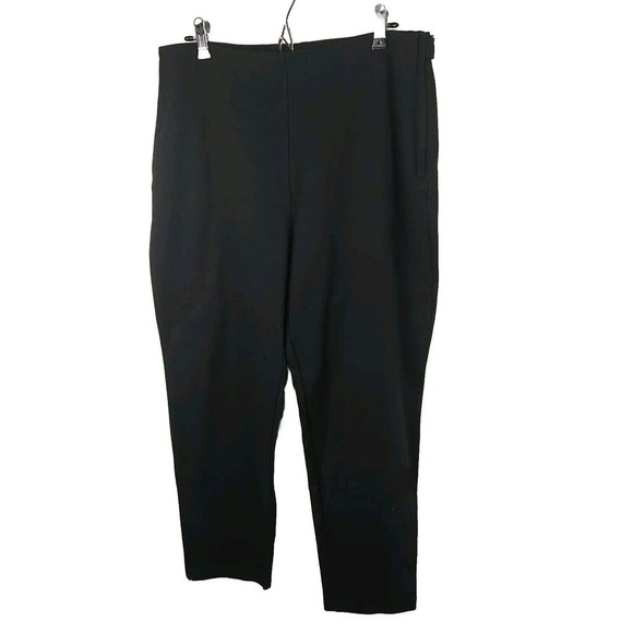 L.L.Bean Women's Black Flat Front Cropped/Ankle Side Zip Button Pants. Size 14 - Picture 1 of 12